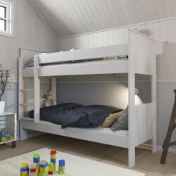 Isla Modern White Kids Bunk Bed with Ladder