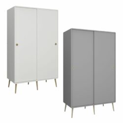 Liam Double Modern Wardrobe with Sliding Doors - Light Grey or Off White