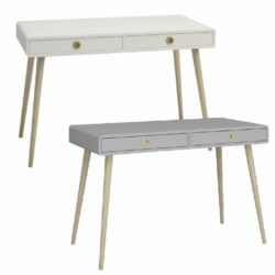Liam Modern Desk or Dressing Table with Drawers - Light Grey or Off White