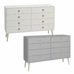 Liam Modern Large Wide Chest of Drawers Sideboard - Light Grey or Off White