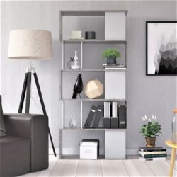 Maiden Modern Open Bookcase Display Unit in Concrete Grey & White