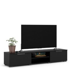 Manhattan Modern Extra Large Black TV Cabinet with Drawers