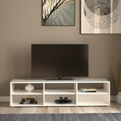 Manhattan Modern Large White TV Unit with Open Style