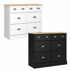 Noel Classic Chest of Drawers with Wooden Top - Black or White