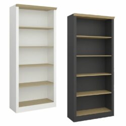Noel Classic Tall Large Bookcase with Pine Wood Detail - Black or White