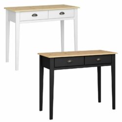 Noel Classic Writing Desk Console Table with Wooden Top - Black or White