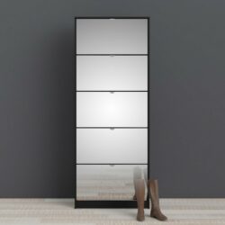 Somerset Extra Large Mirrored Shoe Cabinet with Black Structure