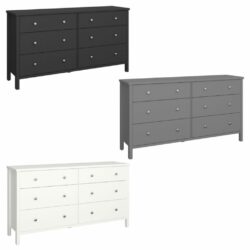 Troy Large Wide Chest of Drawers Sideboard - Grey, Black or Off White