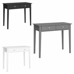 Troy Modern Desk Dressing Table with Drawers - Grey, Black or Off White
