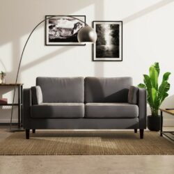 Michegan Luxury 2 Seater Dark Grey Velvet Sofa