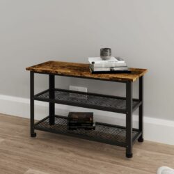 Luther Short Industrial Console Table in Black Metal & Rustic Oak