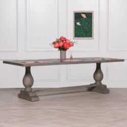 Vintage Extra Large Chunky Wooden Dining Table with a Grey Wash Finish