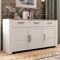 Chicago Modern White Sideboard with Oak Wood Top
