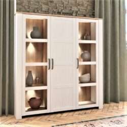 Chicago Modern Large White Display Cabinet with Glass Doors
