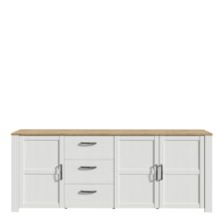 Chicago Modern Large White Sideboard with Oak Top