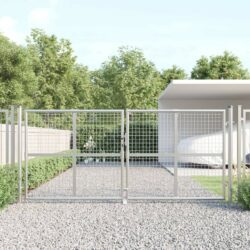 Mesh Double Metal Garden Gate with Posts and Hinges in Silver