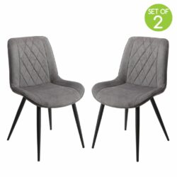 Miller Modern Bucket Dark Grey Dining Chair with Black Legs - Pair