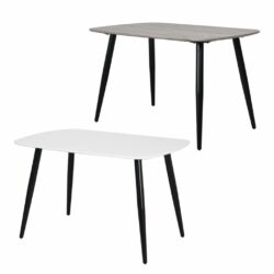 Modern Dining Table with Black Legs - White or Grey Oak Wood