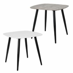 Modern Small Square Dining Table with Black Legs - White or Grey Oak Wood
