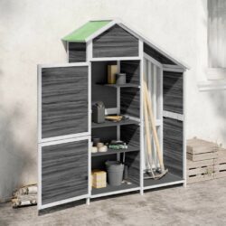 Tall Slim Garden Tool Shed in Pine Wood - Choice of Natural, Grey or Brown