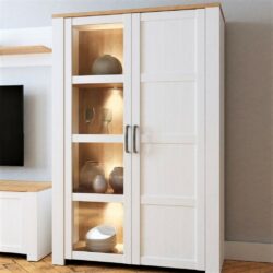 Chicago Modern White Display Cabinet with Glass Doors