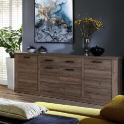 Abraham Large Modern Wooden Sideboard with Drawers in Warm Oak