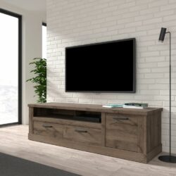 Abraham Modern Large Wooden TV Cabinet with Drawers in Warm Oak