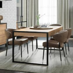 Louisiana Modern Wooden Dining Table with Black Legs and Drawers