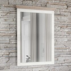 Galloway Rustic White Wooden Mirror with Oak & Whitewashed Wood