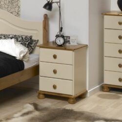 Abigail Traditional Wooden Bedside Table with Drawers - White, Pine or Cream