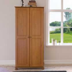Abigail Traditional Double Wardrobe - White, Pine or Cream and Wood