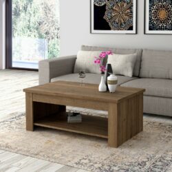 Abraham Modern Wooden Coffee Table with Lift Up Top in Warm Oak