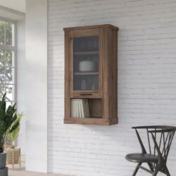 Abraham Modern Wooden Wall Display Cabinet in Warm Oak