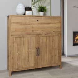 Ashdown Modern Wooden Drinks Cabinet in Rich Oak
