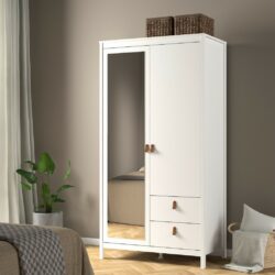 Brinkley Double Wardrobe with Mirror and Drawers - Matt Black or White