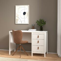 Brinkley Modern Desk with Drawers - Matt Black or White
