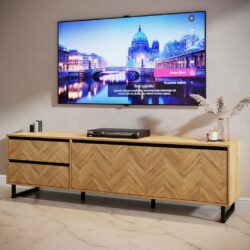 Bryce Modern Large Parquet Wooden TV Cabinet with Drawers
