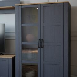Chicago Dark Blue Display Cabinet with Glass Doors