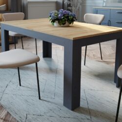 Chicago Extending Blue Dining Table with Oak Wood Top