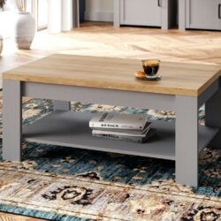 Chicago Modern Grey Coffee Table with Oak Wood Top