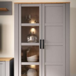 Chicago Modern Grey Display Cabinet with Glass Doors