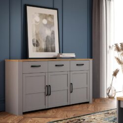 Chicago Modern Grey Sideboard with Wooden Top