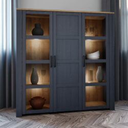 Chicago Modern Large Blue Display Cabinet with Glass Doors