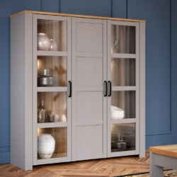 Chicago Modern Large Grey Display Cabinet with Glass Doors