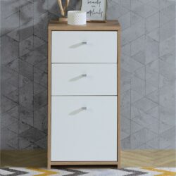 Innsbruck Small Modern White Cabinet with Oak Wood Effect & Drawers