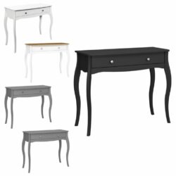 Louis French Style Dressing Table with Drawer - Black, White or Grey