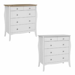 Louis French Style Chest of Drawers - White or White with Wood Top