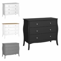 Louis Wide French Style Chest of Drawers - Black, White or Grey