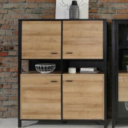 Louisiana Modern Wooden Storage Cabinet with Black Frame