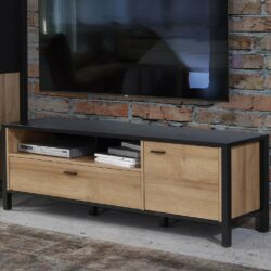 Louisiana Modern Wooden TV Cabinet with Matt Black Frame